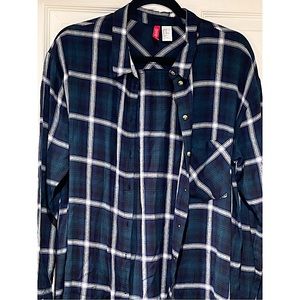 H&M plaid button down tunic